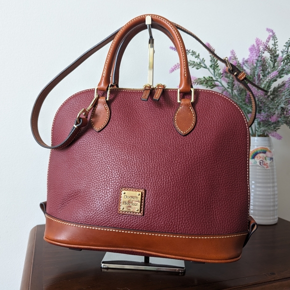 Dooney & Bourke Bags Dooney And Bourke Maroon Pebble Leather Zip
